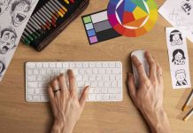 Which design principle indicates that a project is visually satisfying A man using a pc and typing keyboard and clicking mouse in a table